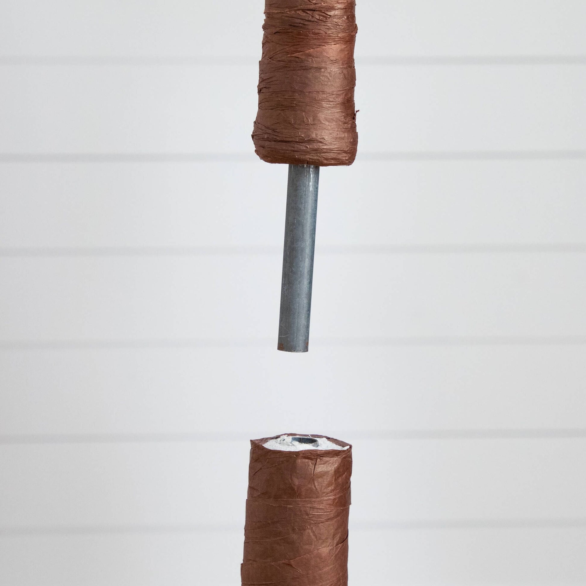 7' Grand Autumn Eucalyptus artificial tree trunk with brown wrap around a metal stake on Tampa Home & Garden Store