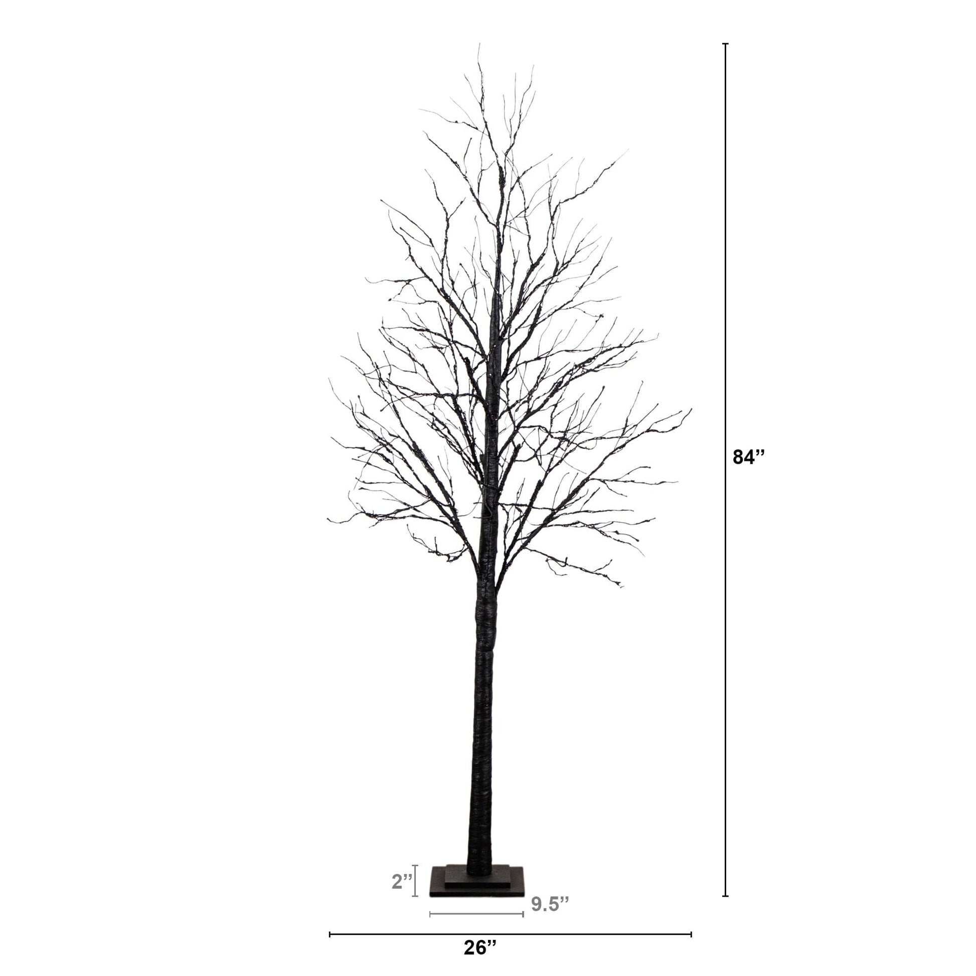 7' Pre-Lit Halloween Black Twig Artificial Tree by Nearly Natural with orange and purple LEDs on Tampa Home & Garden Store