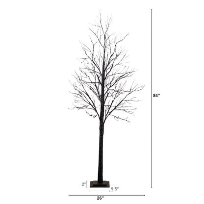 7' Pre-Lit Halloween Black Twig Artificial Tree by Nearly Natural with orange and purple LEDs on Tampa Home & Garden Store