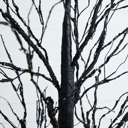 7 ft Black Twig Pre-Lit Halloween Tree with 390 orange and purple LEDs by Nearly Natural on Tampa Home & Garden Store