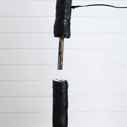 7' Pre-Lit Halloween Black Twig Artificial Tree with black wrap and visible cord on Tampa Home & Garden Store