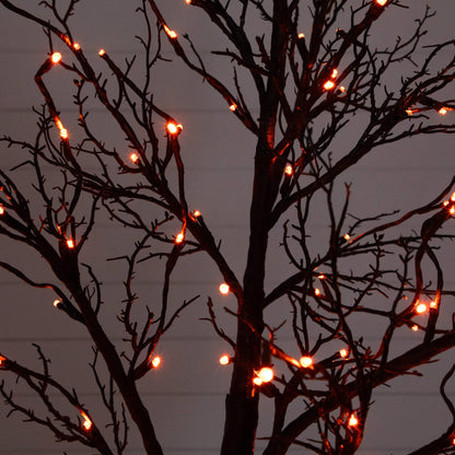 7' Pre-Lit Halloween Deluxe Black Twig Artificial Tree with 180 orange and purple LED lights on Tampa Home & Garden Store