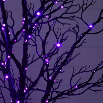 Nearly Natural 7 ft tall artificial twig Halloween tree with purple LED lights on Tampa Home & Garden Store