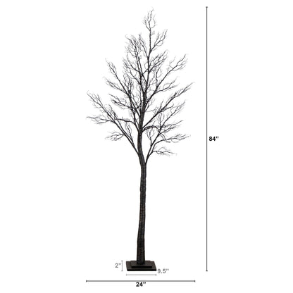 7 ft Nearly Natural pre-lit Halloween twig tree with 400 orange and purple LEDs, minimalist on Tampa Home & Garden Store