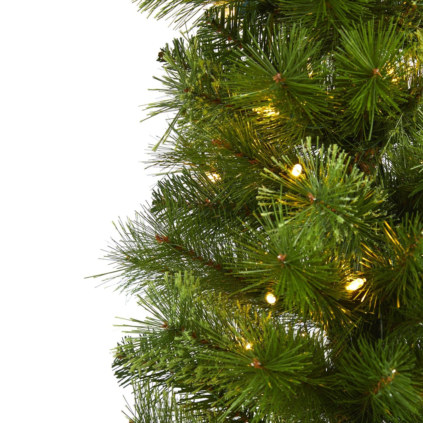 Árbol de Navidad artificial tipo lápiz verde de 2.1 m con 150 luces LED transparentes (multifunción) y 338 ramas flexibles