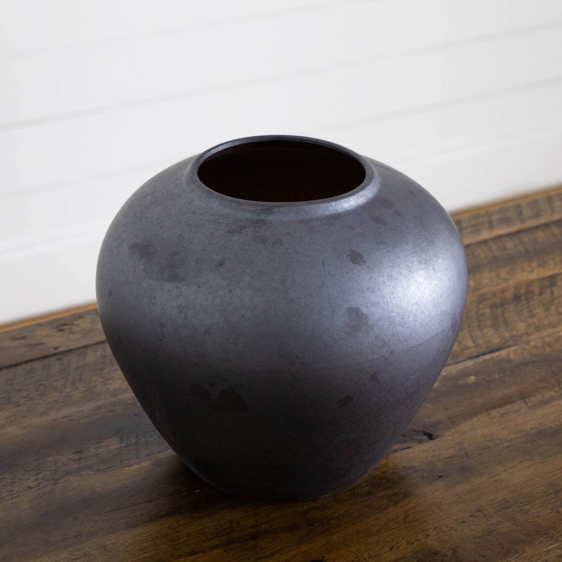 7in black round urn vase planter by Nearly Natural with matte finish on Tampa Home & Garden Store