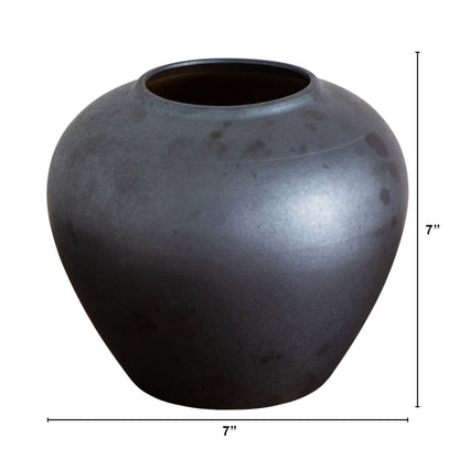 7" black round urn vase planter by Nearly Natural on Tampa Home & Garden Store