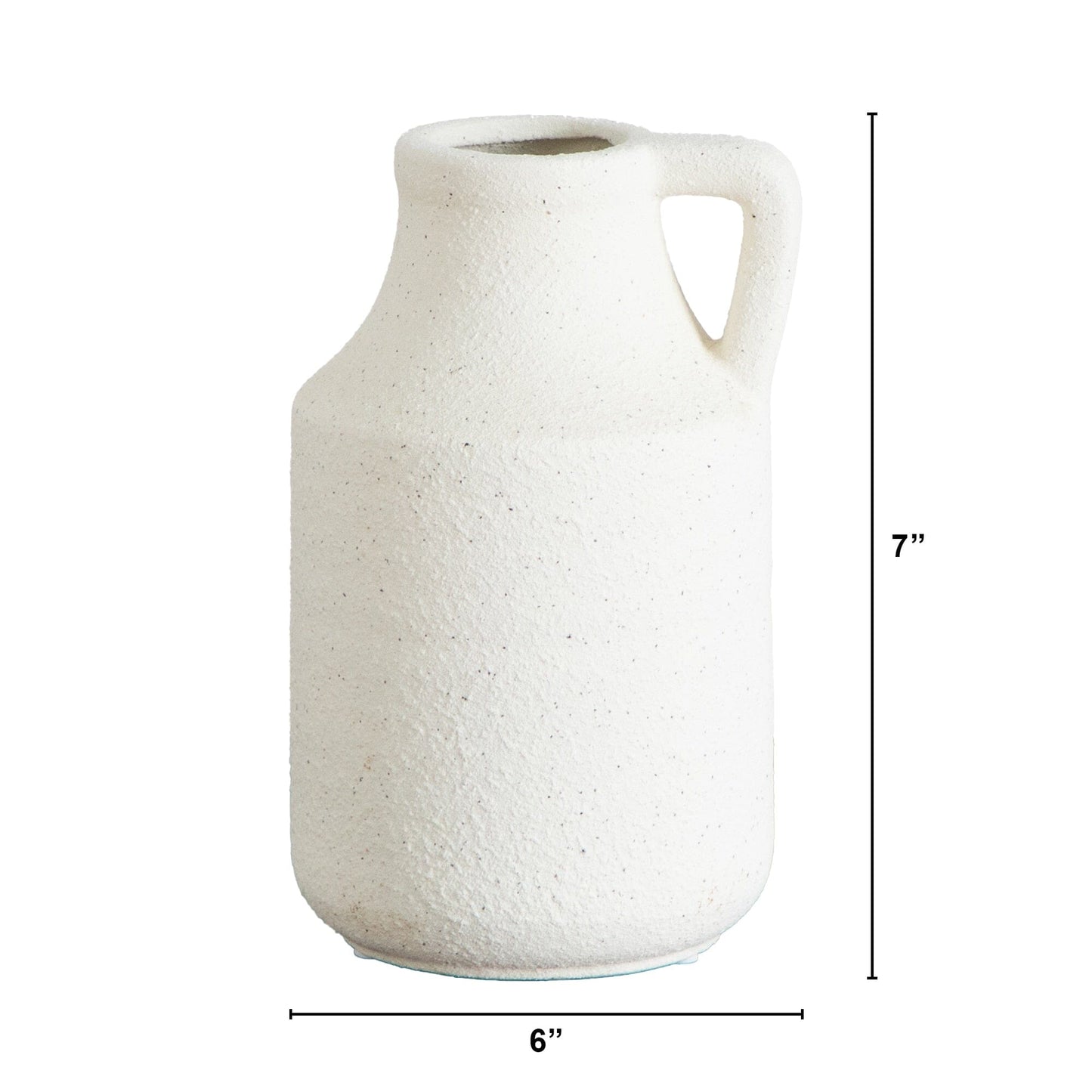 7-inch textured handmade vase speckled off-white ceramic with loop handle on Tampa Home & Garden Store