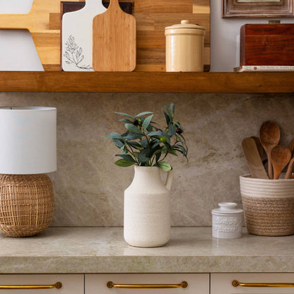 7in textured handmade vase cream ceramic by Nearly Natural decorative vase on Tampa Home & Garden Store