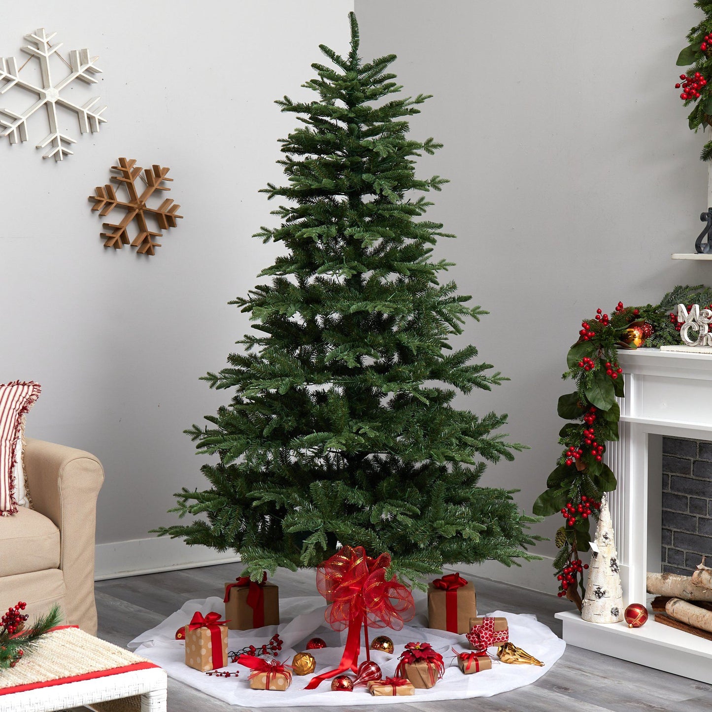 7’ Spruce Christmas Tree by Nearly Natural with 650 warm white LEDs and 1575 bendable branches on Tampa Home & Garden Store