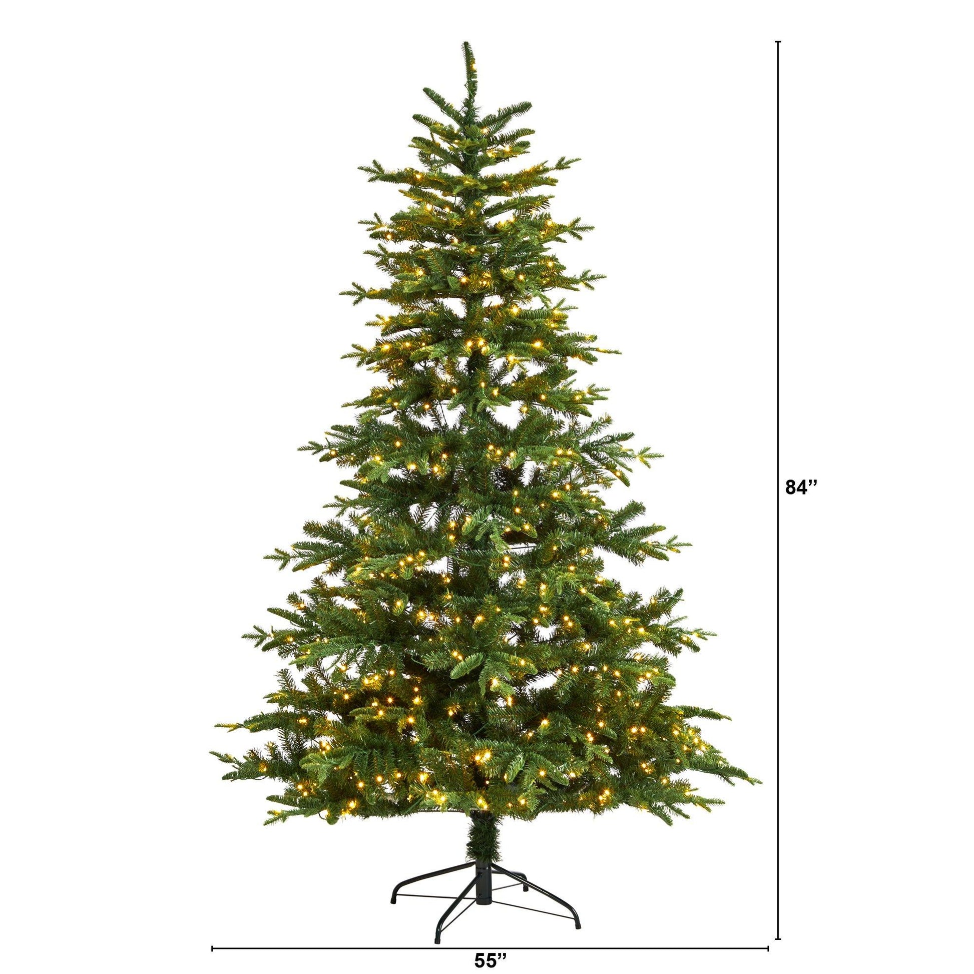 7’ Montreal Spruce Tree Nearly Natural with 650 LEDs and 1575 bendable branches on metal stand on Tampa Home & Garden Store
