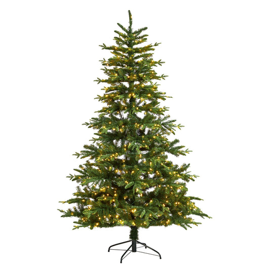 Christmas Tree Nearly Natural 7 ft Montreal Spruce with 650 warm white LEDs 1575 bendable branches on Tampa Home & Garden Store