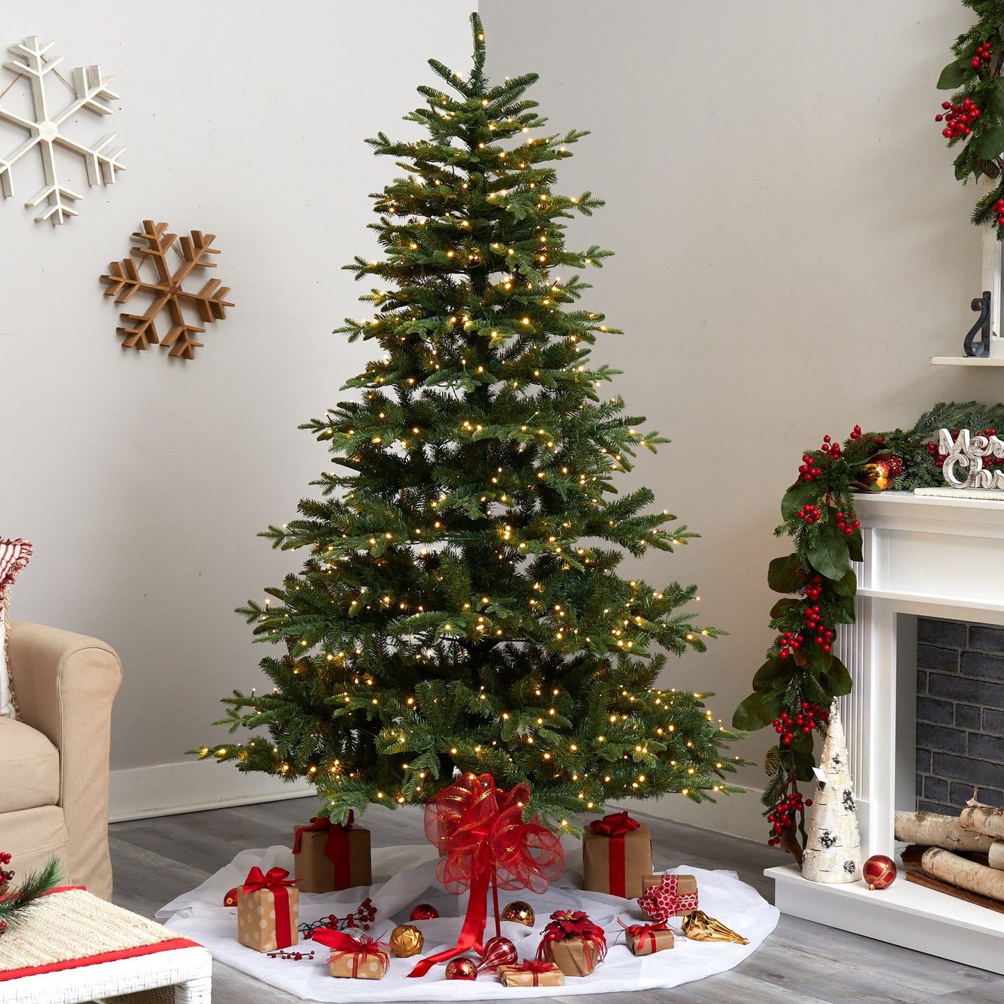 7' Montreal Spruce Christmas Tree Nearly Natural 650 warm-white LEDs on Tampa Home & Garden Store