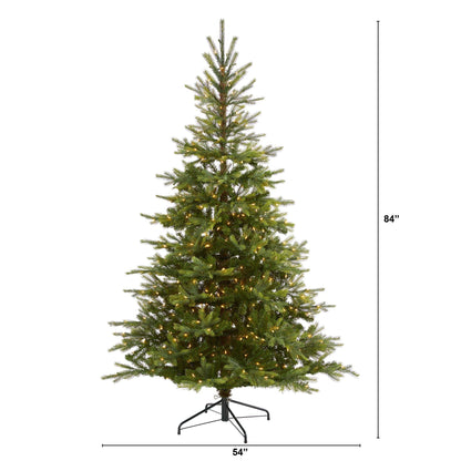 7ft Nearly Natural North Carolina Spruce artificial Christmas tree with 450 clear lights on Tampa Home & Garden Store
