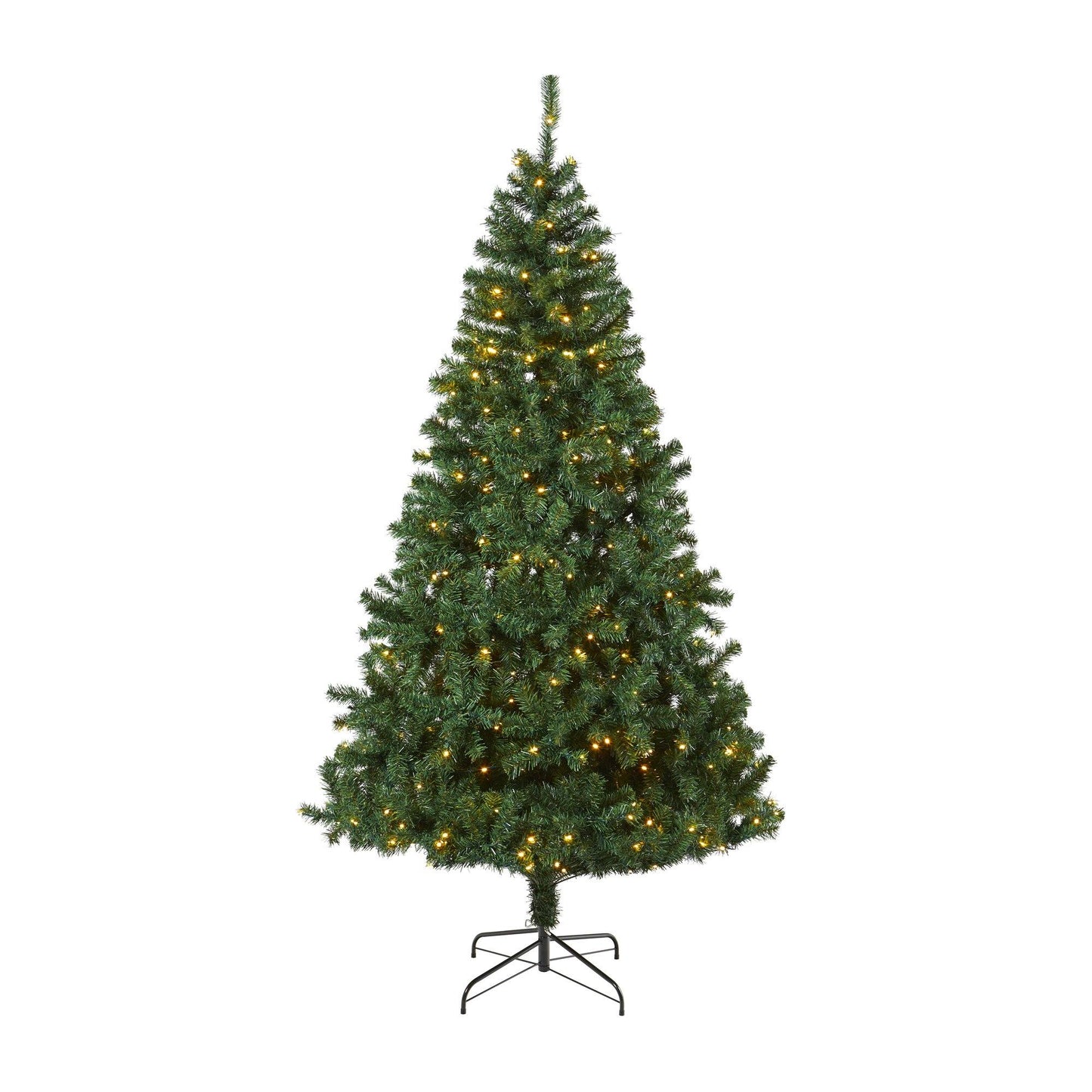 7 ft Northern Tip Pine artificial Christmas tree with 350 clear LED lights on a metal stand on Tampa Home & Garden Store