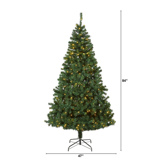7' Northern Tip Pine artificial Christmas tree with 350 clear LED lights Nearly Natural on Tampa Home & Garden Store