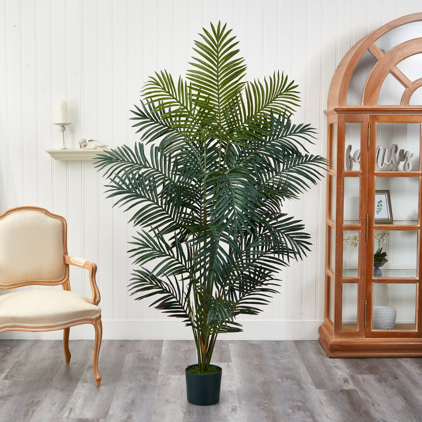7' Paradise Palm artificial tree by Nearly Natural with lush green fronds in a pot on Tampa Home & Garden Store