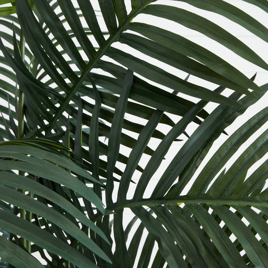 Nearly Natural 7' Paradise Palm artificial tree fronds with dark green leaves close-up on Tampa Home & Garden Store