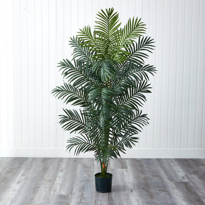 7' Paradise Palm Nearly Natural artificial palm tree in black pot on Tampa Home & Garden Store
