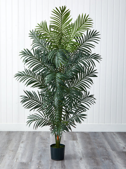 7' Paradise Palm artificial tree by Nearly Natural in a black pot indoor decor on Tampa Home & Garden Store
