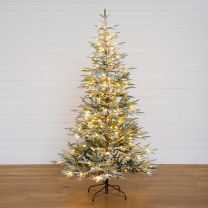 Artificial Flocked Fir Christmas Tree with Lights