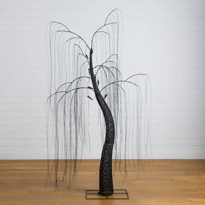 7ft Pre-Lit Halloween Black Willow Tree with 600 Purple & Orange LEDs Nearly Natural on Tampa Home & Garden Store