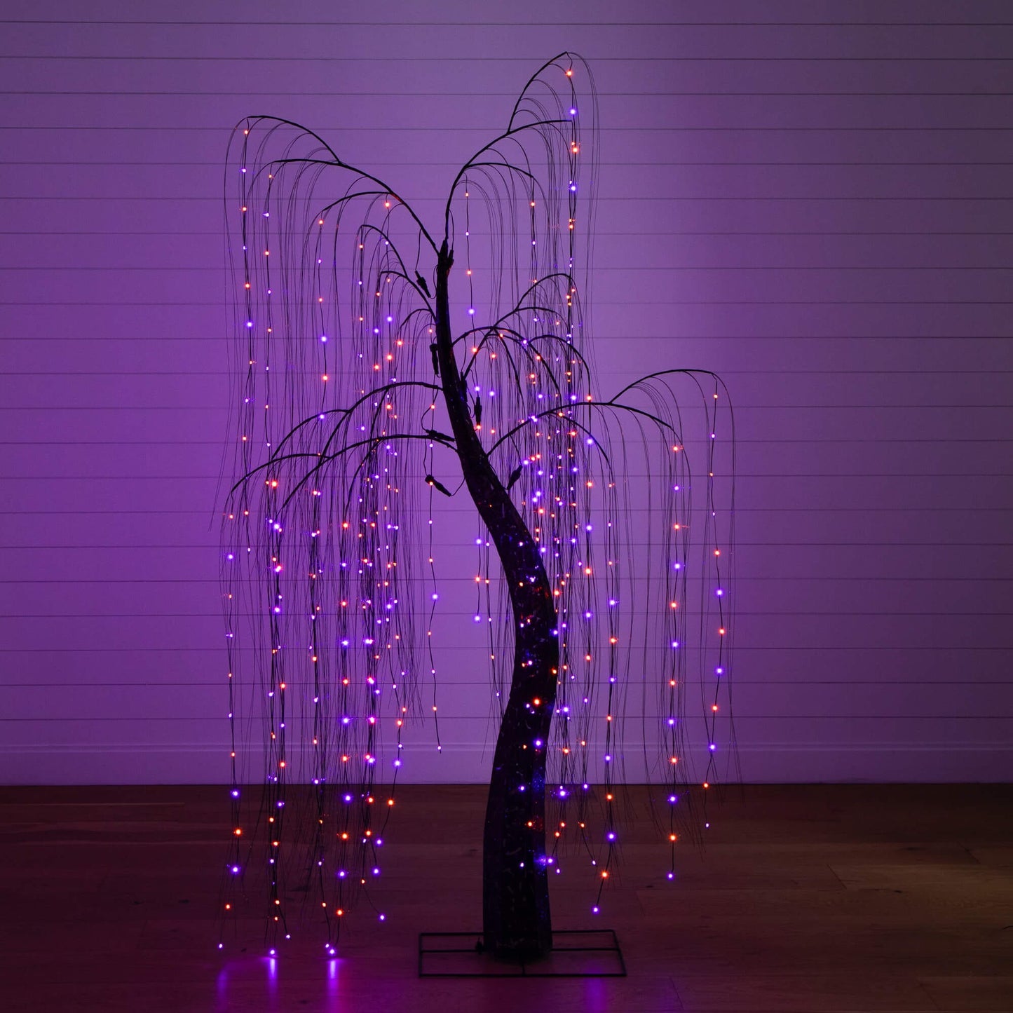 7' Pre-Lit Artificial Halloween Black Willow Tree with purple and orange LEDs Nearly Natural on Tampa Home & Garden Store