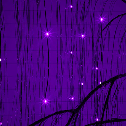 7' Pre-Lit Halloween willow tree close-up with purple LED strings on Tampa Home & Garden Store
