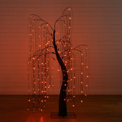 7' Pre-Lit Halloween Black Willow Tree with purple and orange LEDs on Tampa Home & Garden Store