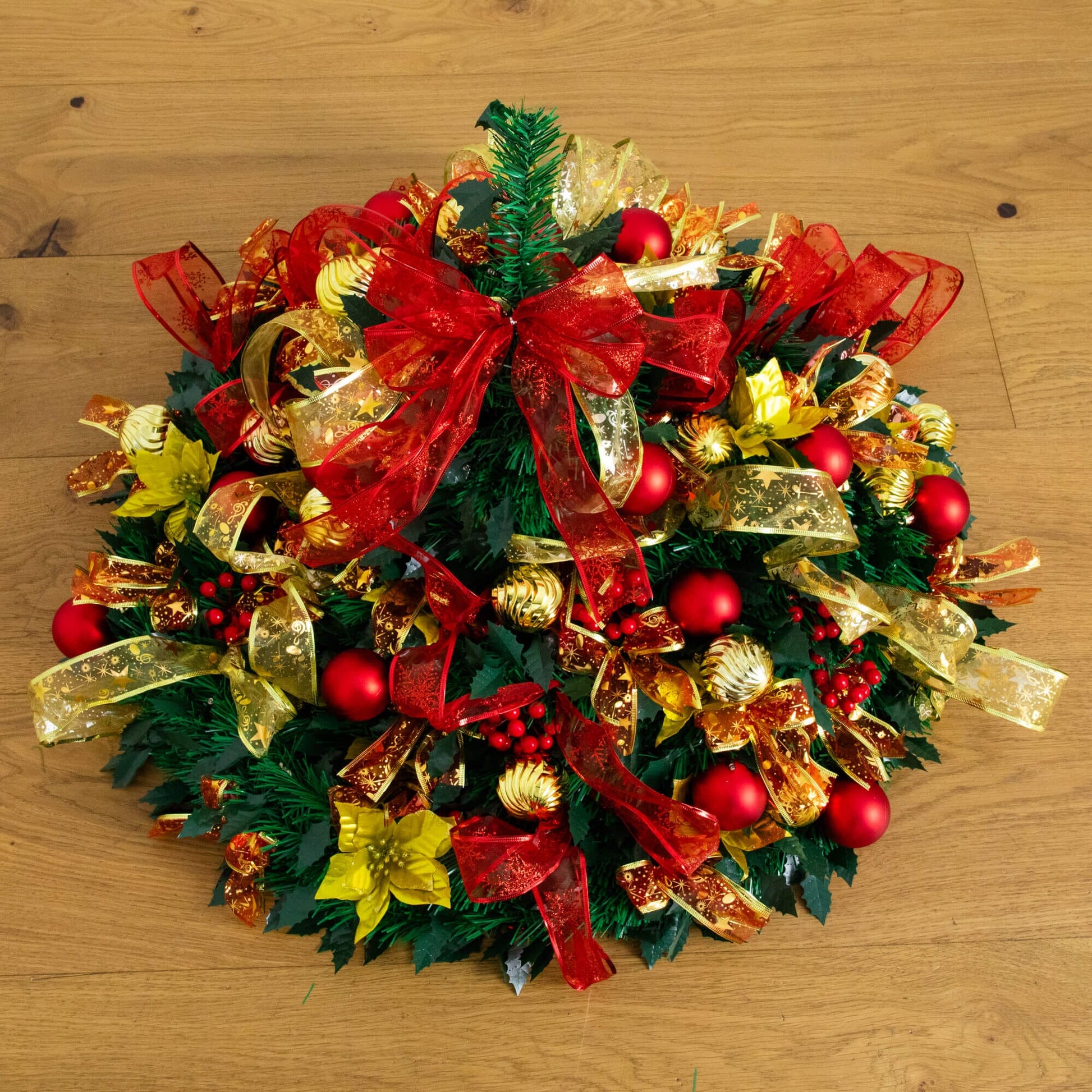 7' Pre-Lit Pop-Up Christmas Tree with red and gold ribbons and ornaments on Tampa Home & Garden Store