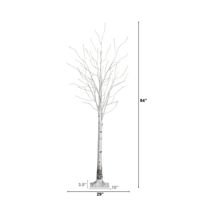 7 Ft White Birch Tree and 400 Warm Led Lights