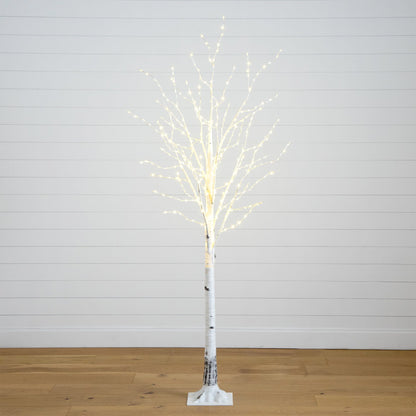 7 Ft White Birch Tree and 400 Warm Led Lights