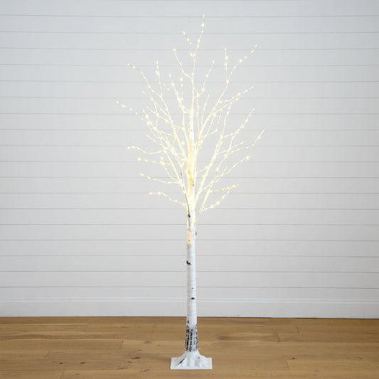 7 ft Pre-Lit Artificial White Birch Tree with 400 Warm White LED Lights by Nearly Natural on Tampa Home & Garden Store