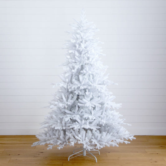 Nearly Natural 7ft pre-lit white California Spruce Christmas Tree with 440-color LED lights on Tampa Home & Garden Store
