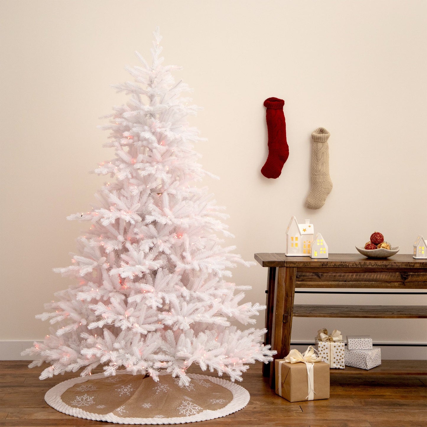 7Ft Artificial White Spruce Tree With 440 Lights