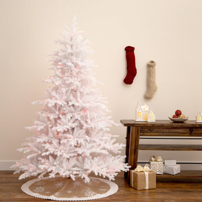 7Ft Artificial White Spruce Tree With 440 Lights