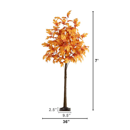7 ft pre-lit autumn maple artificial tree with 450 warm white LED lights by Nearly Natural on Tampa Home & Garden Store