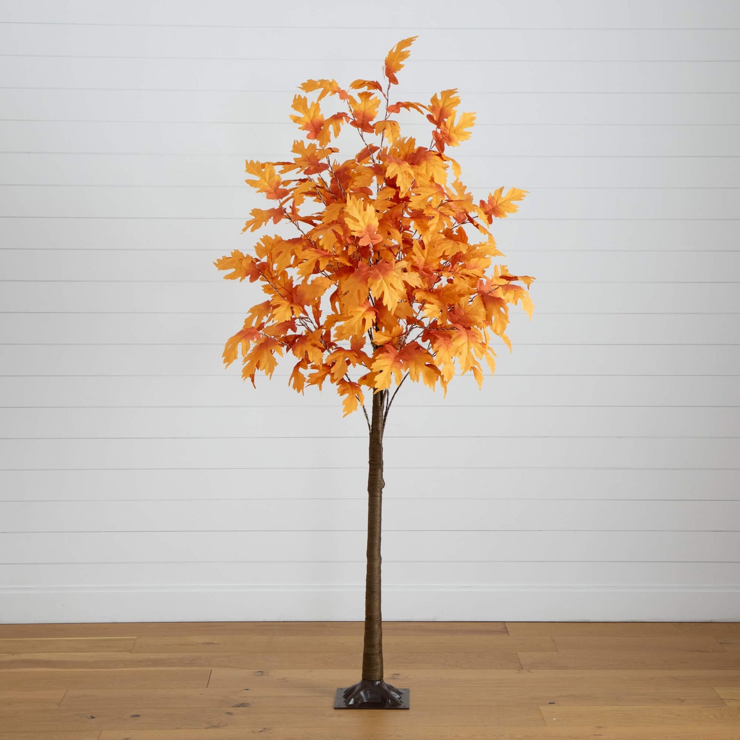 7ft Nearly Natural orange autumn maple artificial tree with 450 warm white LED lights on Tampa Home & Garden Store