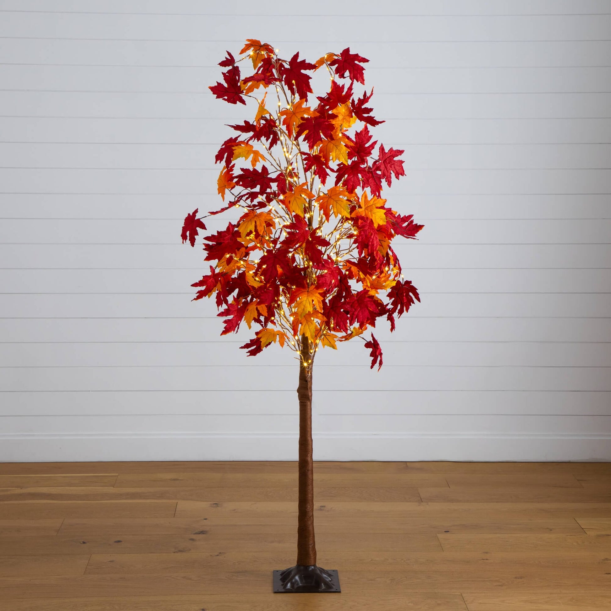 7' Autumn Weeping Maple tree with 450 warm white LEDs, red/orange leaves, Nearly Natural on Tampa Home & Garden Store