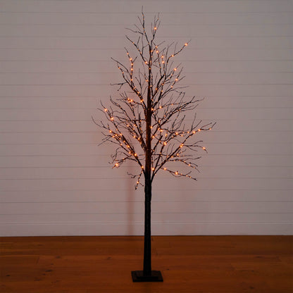 7 ft Halloween Black Twig pre-lit tree with orange LED lights on Tampa Home & Garden Store