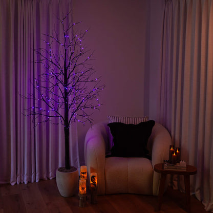 Nearly Natural 7 ft pre-lit Halloween black twig artificial tree with 390 orange and purple LEDs on Tampa Home & Garden Store