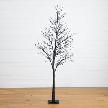 7' Nearly Natural black twig pre-lit artificial tree with orange & purple LEDs on Tampa Home & Garden Store