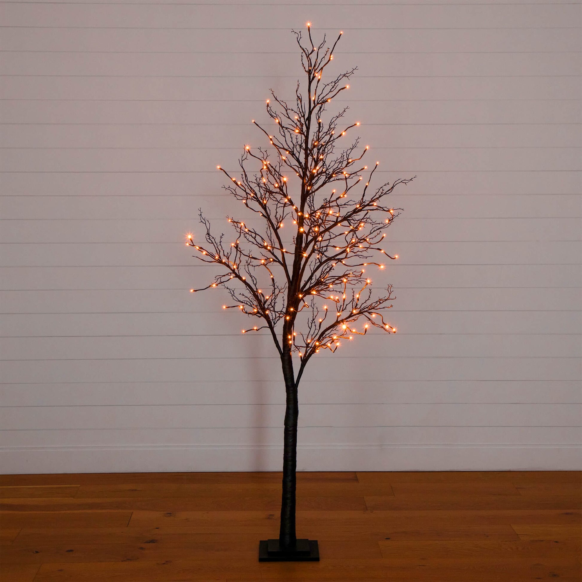 7' Pre-Lit Halloween Deluxe Black Twig Artificial Tree with 180 orange & purple LED lights on Tampa Home & Garden Store