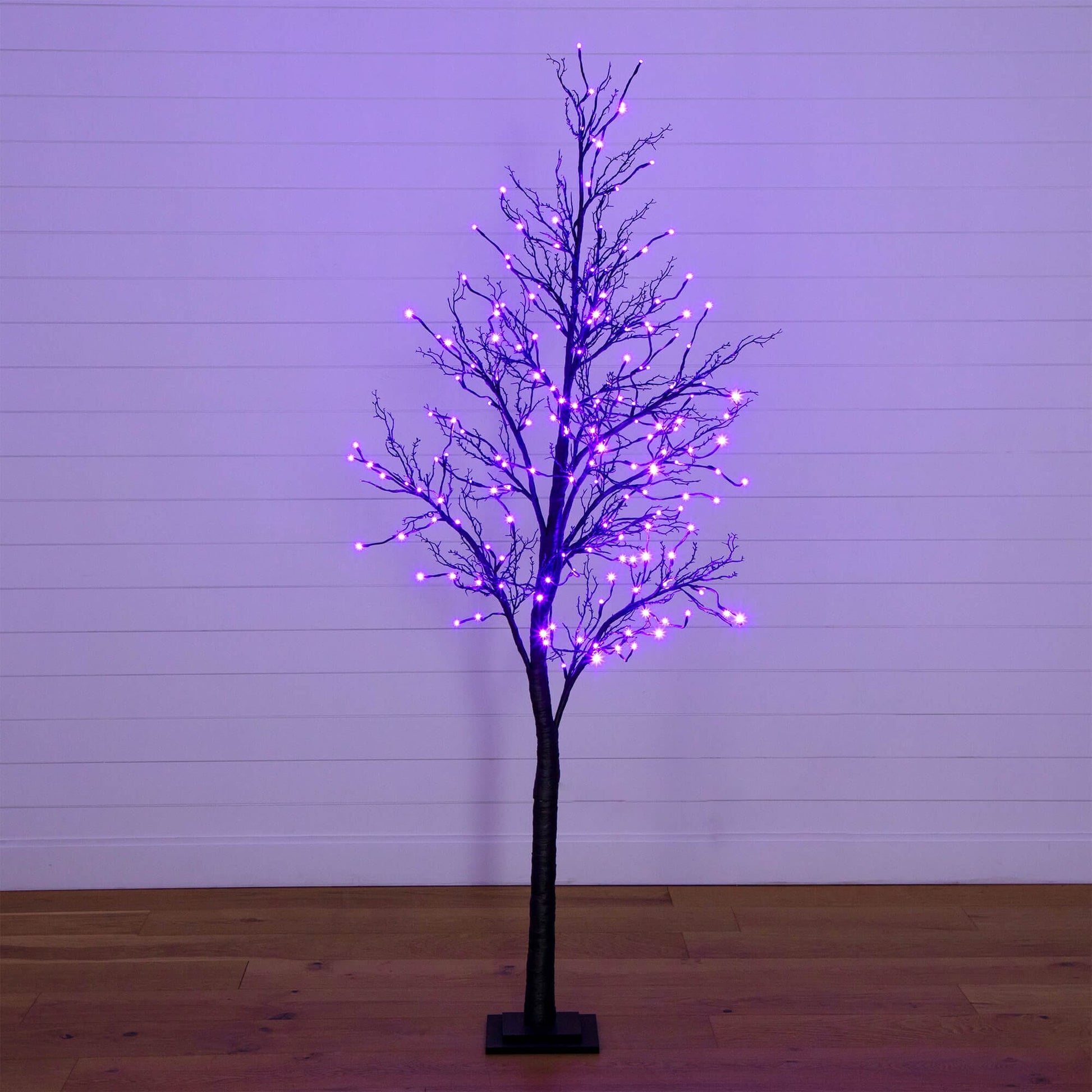 7 ft pre-lit Halloween black twig artificial tree by Nearly Natural with 180 orange and purple LEDs on Tampa Home & Garden Store