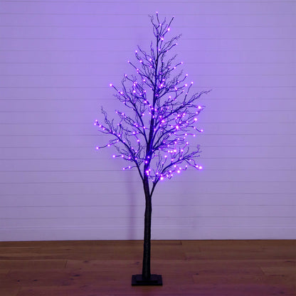 7 ft pre-lit Halloween black twig artificial tree by Nearly Natural with 180 orange and purple LEDs on Tampa Home & Garden Store
