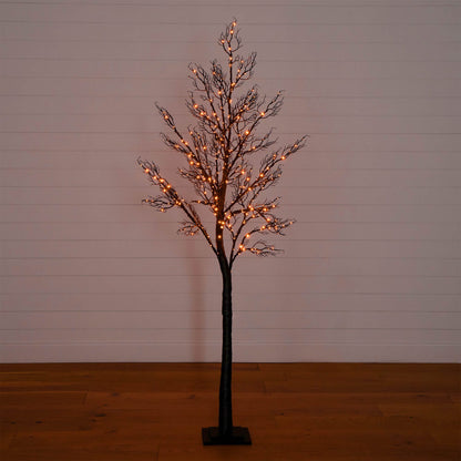 Tree Nearly Natural 7ft pre-lit Halloween twig tree with 400 orange & purple LEDs on Tampa Home & Garden Store