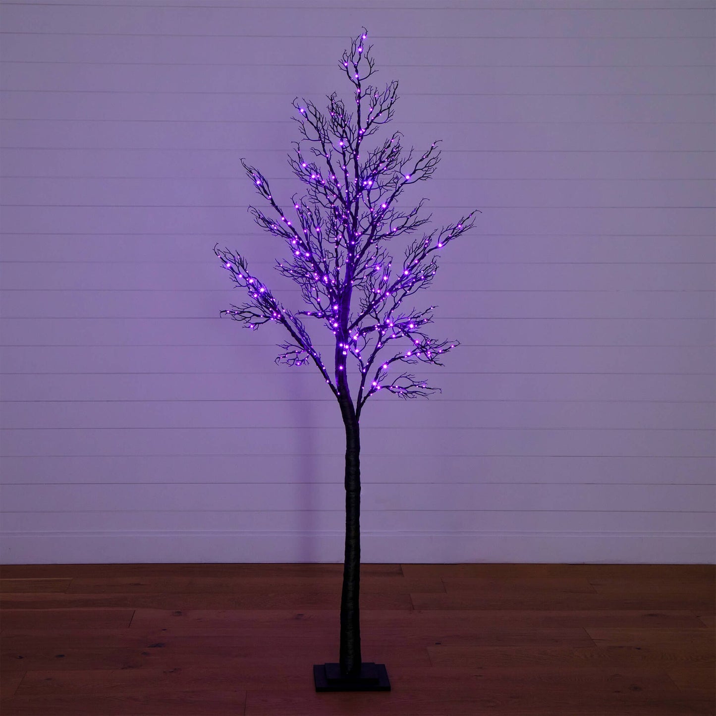 7 ft Nearly Natural Halloween minimalist twig tree with 400 orange and purple LED lights on Tampa Home & Garden Store