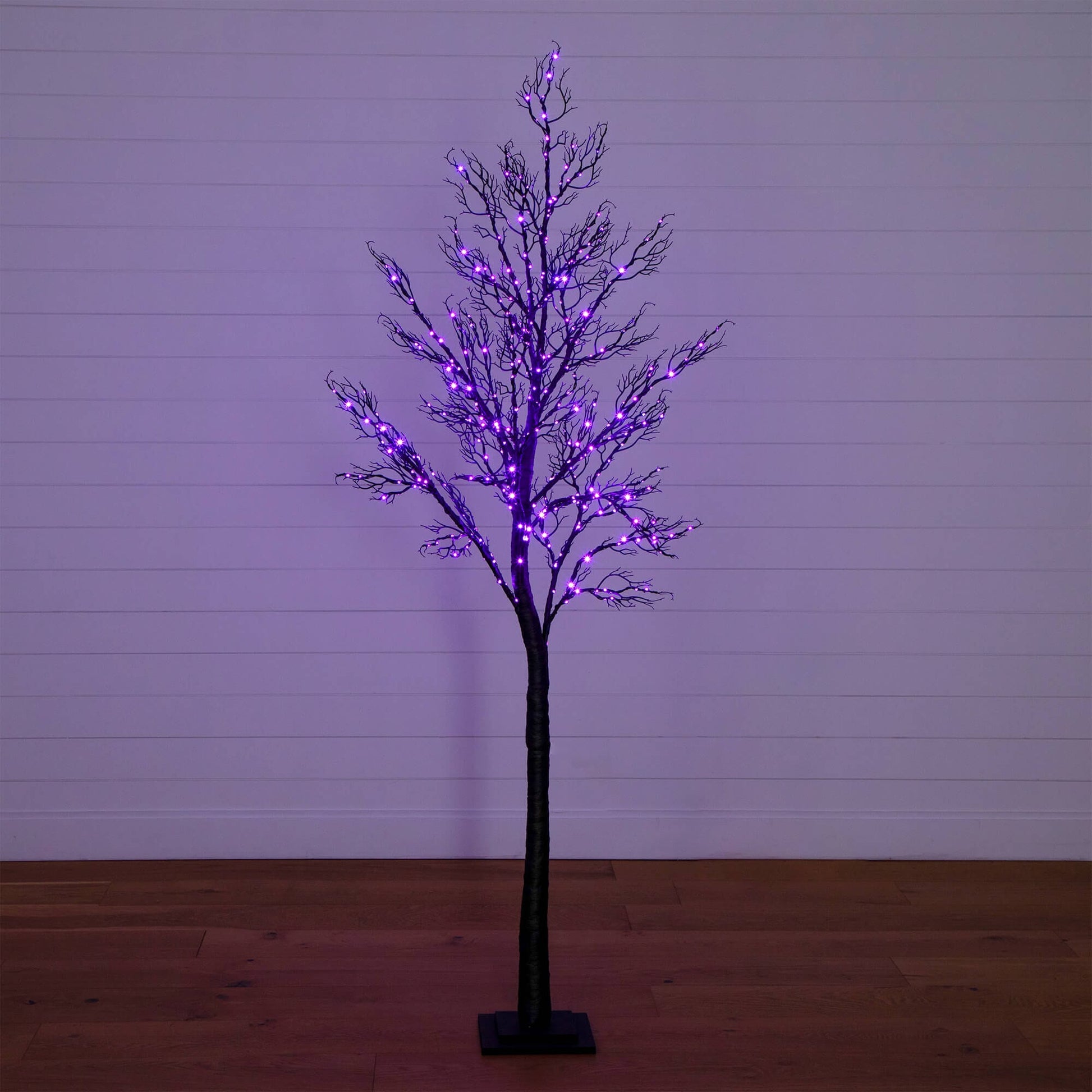 7 ft Nearly Natural Halloween minimalist twig tree with 400 orange and purple LED lights on Tampa Home & Garden Store