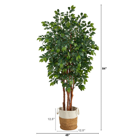 7’ Sakaki Artificial Tree in Handmade Natural Jute and Cotton Planter - Tampa Home & Garden Store