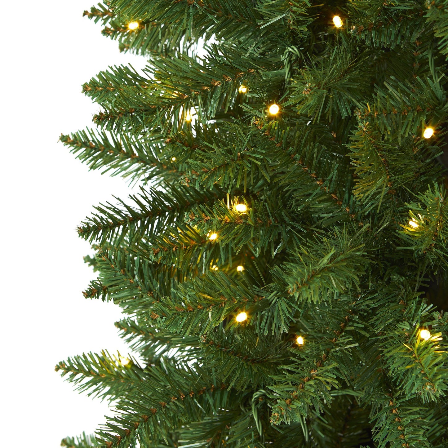 Árbol de Navidad artificial Slim Green Mountain Pine de 2,1 m con 300 luces LED transparentes